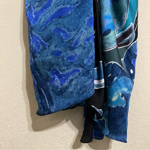 DVF Blue Silk Floral Weslie Drape Dress - Picture 9 of 11